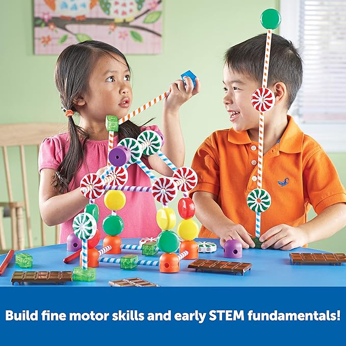 Learning Resources Candy Construction Building Set - 92 Pieces, Ages 4+ Toddler Learning Toys, Fine Motor Building Toy, Preschool Toys, STEM Toys