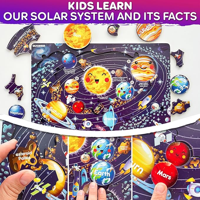 QUOKKA Puzzles for Kids Ages 4-6 - 3 Set Toddler Kids Puzzles Ages 3-5 - Learning United States Games for Childrens 6-8 - Educational Toys for 3 Year Old Boys and Girls - Award Winning