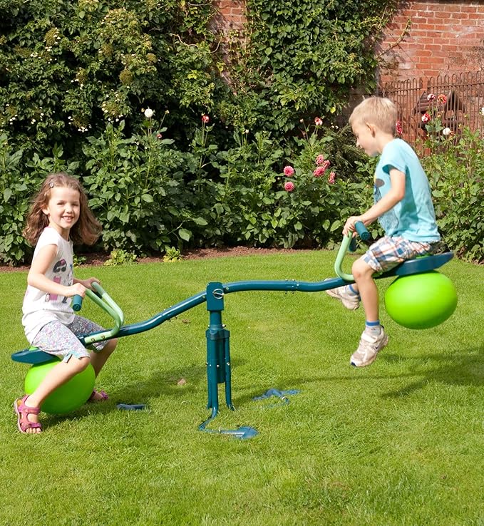 TP Activity Spiro Hop Bouncer Teeter Totter - Teeter Totter Playset That Spins 360° - Holds up to 75 lbs per Seat, Green/Lime (TP749)