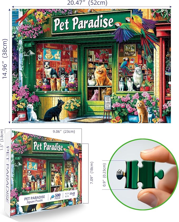 Pet Shop Puzzle 500 Piece Puzzles for Adults, Challenging Puzzles for Adults, Ideal for Relaxation and Family Fun Jigsaw Puzzles 500 Pieces Puzzle Finished Size is 23 x 15 inch