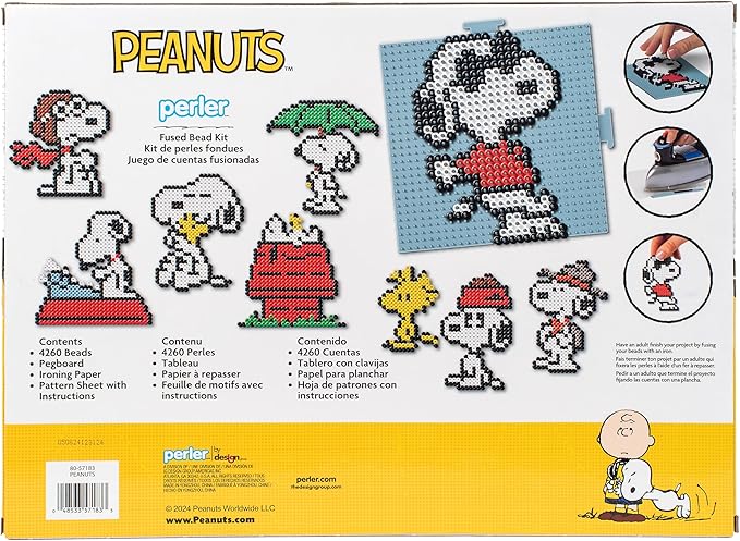Perler 80-57183 Peanuts Fused Bead Deluxe Box Kit, 9 Unique Patterns, Multicolor, 4263 Pieces