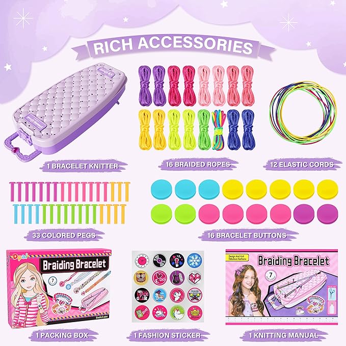 Friendship Bracelet Making Kit for Girls,DIY Arts and Crafts Toys,Jewelry String Maker Kit,The Best Birthday Gifts Ideas for Girls 6 7 8 9 10 11 12+ Years Old（Double Purple