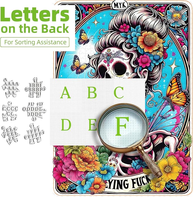 Halloween Sugar Skull 500 Piece Jigsaw Puzzle for Adults Day of The Dead Puzzle with Vibrant Floral Skull Butterflies Playing Cards Art Challenging Adult Jigsaw Puzzles for Game Night(15"x23")