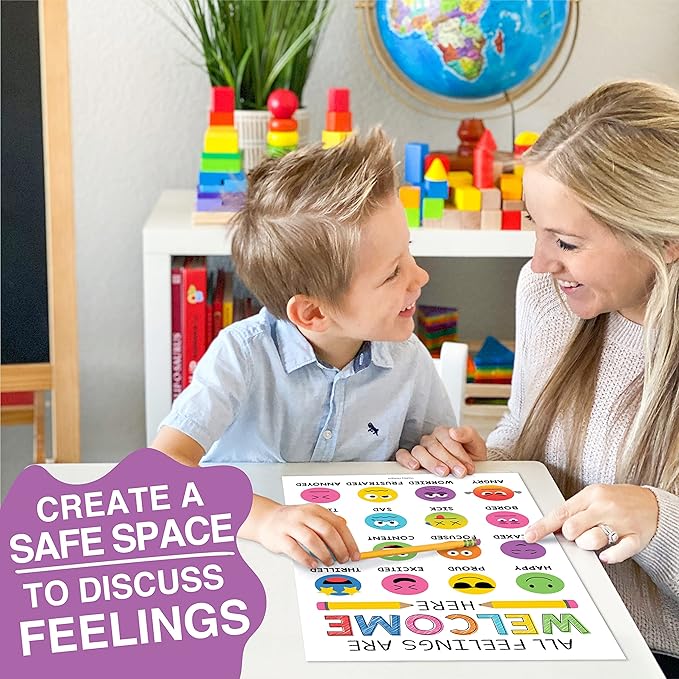 Hadley Designs Feelings Chart For Kids Ages 4-8 - Emotions Chart For Toddlers 3-5, Counseling Feelings Posters For Classroom Calming Corner, Social Emotional Learning Posters, Colorful Classroom Decor