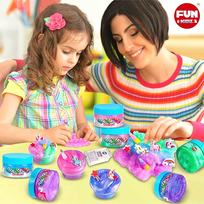 35.16 FL OZ Unicorn Slime for Girls 6-8, FunKidz 1040 ML Rainbow Glitter Premade Slime Toy 8 Packs Birthday Party Gifts for Kids