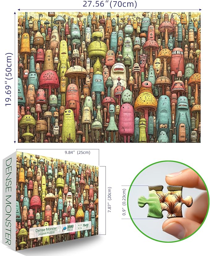 Dense Monster Jigsaw Puzzles 1000 Pieces Cartoon Characters Puzzles for Adults 1000 Pieces with Letters on Back Funny Hard Impossible Difficult Challenging Family Puzzle Fantasy Art Puzzles