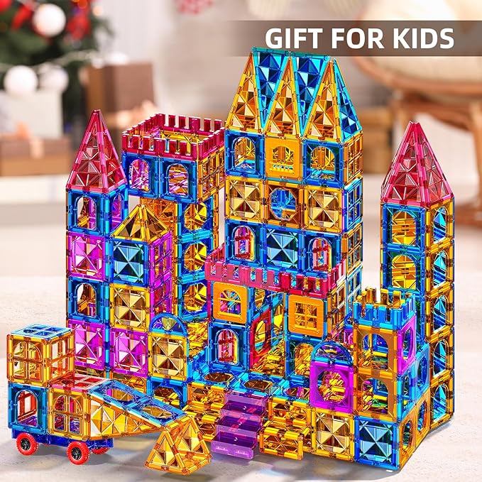 SNAEN Magnet Building Tiles for Kids Ages 3-5 4-8, 96 Pieces Educational Magnet Toys for 3 4 5 6 7 8 Years Old Boys, 3D Building Blocks, Creative Play for Ages 5-7, Toddler Toy Gifts