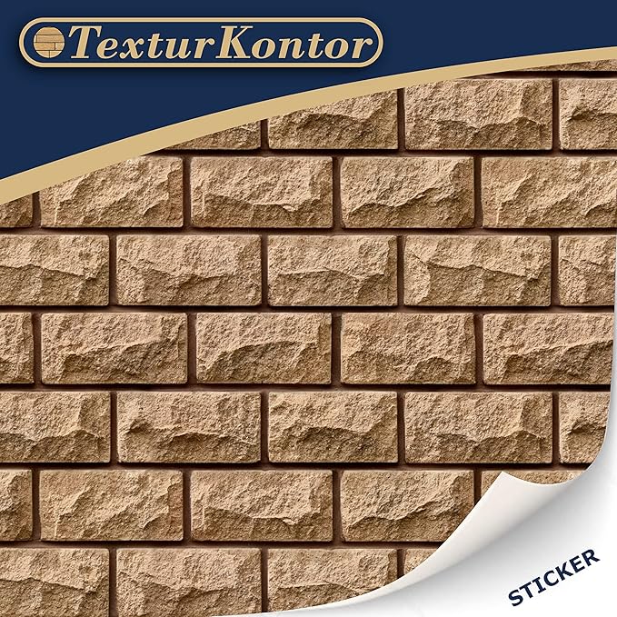 3 Sheets Self-Adhesive Wall Cladding for Dollhouse 1:12 Scale (Historical Sandstone)
