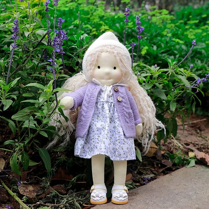 BlissfulPixie Handmade Waldorf Doll- Bunny 12", Soft Girl Rag Doll with Cute Stuffed Plush, Ideal First Doll for Babies & Toddlers