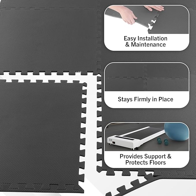 EVA Foam Mat Tiles 18-Pack - 72 SQ FT of Interlocking Padding for Garage, Playroom, or Gym Flooring - Exercise Mat or Baby Playmat by Stalwart (Gray)