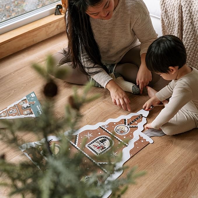 Wee Gallery Floor Puzzle, 24-Piece Jumbo Jigsaw Puzzles for Toddlers, Early Learning Activity, Cognitive and Fine Motor Skills Development, Learning Toys for Toddlers, Gingerbread House