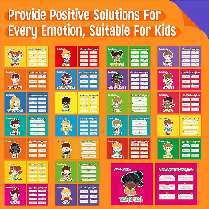 Emotions Flip Chart, 25 Different Feelings with Coping Skills-Learn to Identify Various Moods, Cartoon Faces Emotions for Kids with Autism, ADHD -Emotion Flipbook for Therapy, Home Use