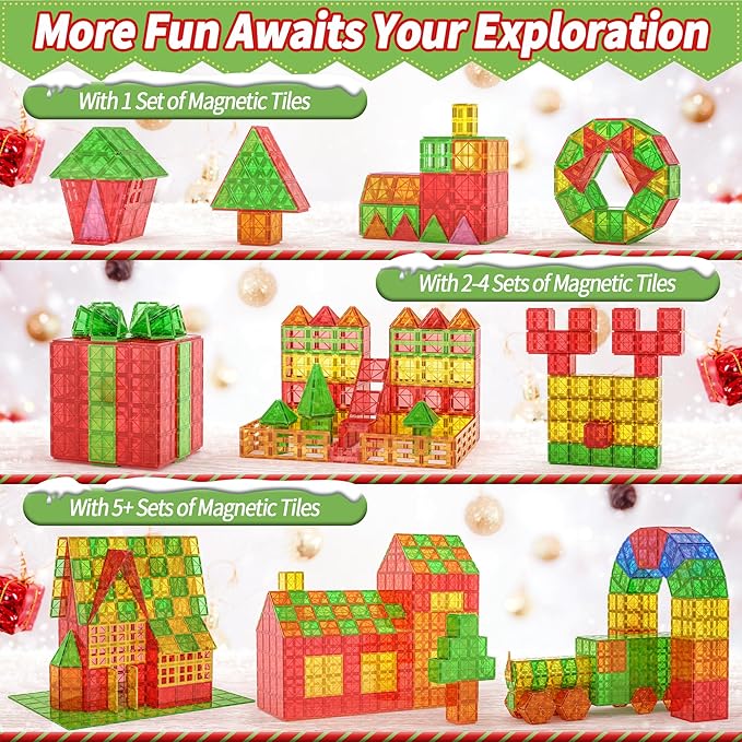 Magnetic Tiles for Toddlers - Building Blocks for Preschool Montessori Learning, Ideal Sensory Toys for Kids Aged 3-8
