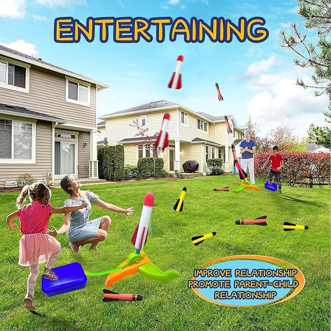 Foam Rocket Launcher for Kids Age 3 4 5 6 7 8, Fun Catapult Rocket Toys Boys Toys Age 3-12 Girls Gift Rocket Kids Outdoor Toy