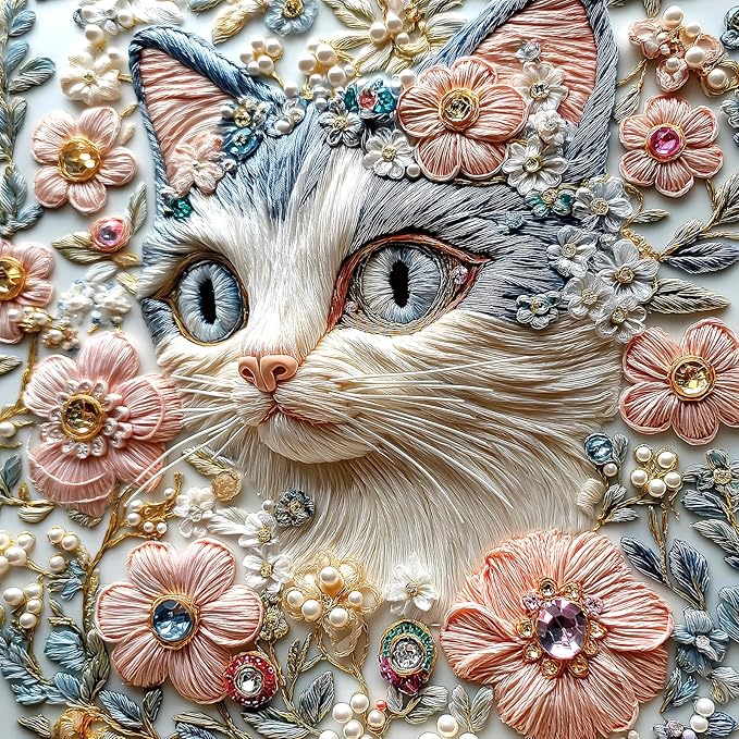 500 Piece Puzzles for Adults | Cats & Flowers Crystal Diamond Art Design | Challenging Jigsaw Puzzle | 20x20 Inches | Unique Gift, Stress Relief & Family Game Night