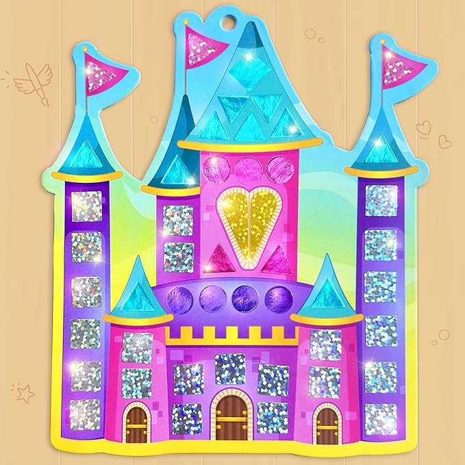 Imagimake Mirror Mosaic Princess & Unicorn Kids Art Set | DIY Craft Kit | Foil Stickers for Kids | Birthday Gift for Girls and Boys Ages 3,4,5,6,7,8 | 3 Year Old Girl Gifts