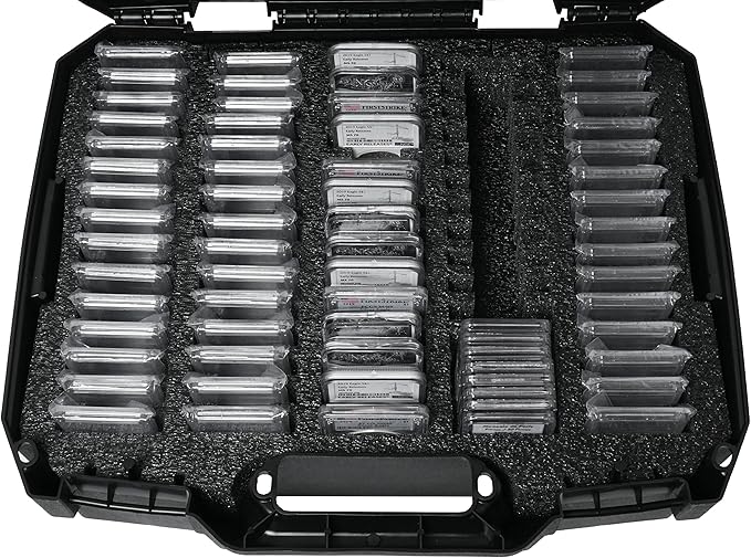 Case Club 75-130 Graded Coin Slab Case - Slotted Foam Separates Slabs - Fits PCGS, NGC & More - Travel Holder for Storage, Transport, & Organization of Coin Collection - Hard Shell, Plastic