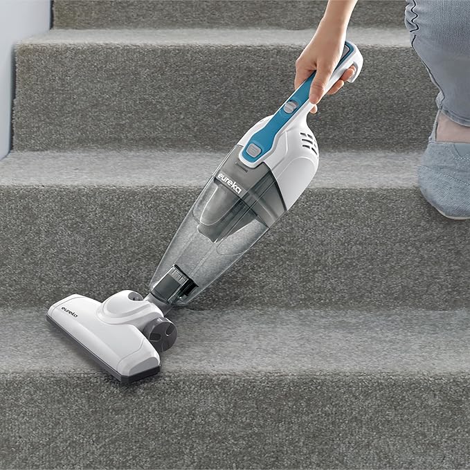 Eureka Corded Stick Vacuum Cleaner for Home Pet Hair, Lightweight Stick Vacuum Cleaner with Powerful Suction for Carpet Tile and Hard Floor, Aqua Blue, 3-in-1 Handheld Vac NES100
