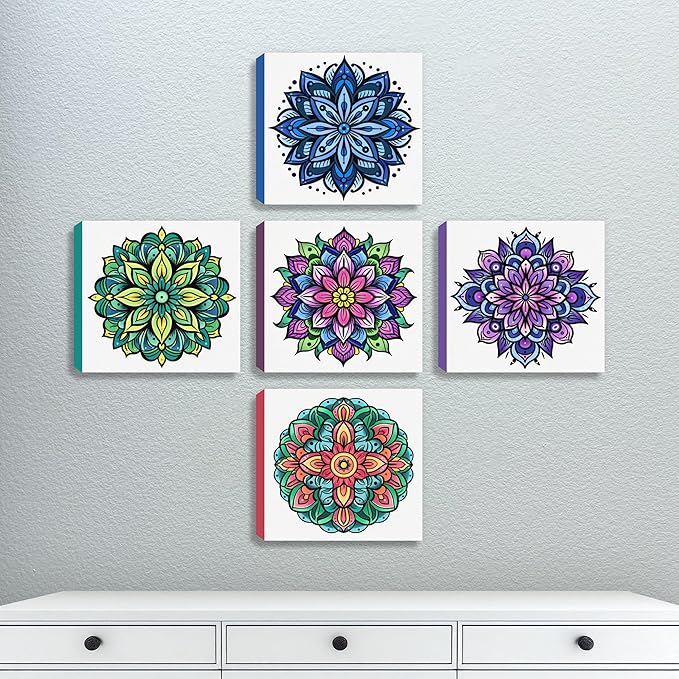 ArtPops Coloring Boxes – Pop-Up Pre-Printed Coloring Box Set – DIY Wall Art Kit for Teens & Adults – Eco-Friendly, Easy to Hang, No Frame Needed – 5-Pack, Mindful Mandalas