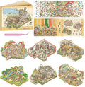 Sticker Book, 6 Sets DIY 3D House Stickers, Fun DIY Stickers Scene Make Your Own Mini House Cute Cartoon Animal Scene Sticker for Kids Adult Sticker Art Relief Stress Pass The Time