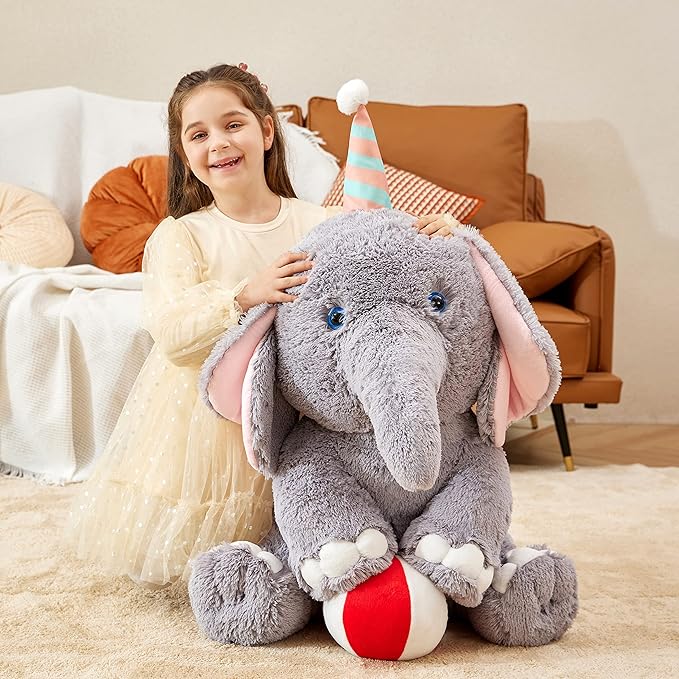 IKASA Giant Elephant Stuffed Animal Plush Toy, 31" Large Big Jumbo Soft Plushie Toys for Kids Girls Boys Girlfriend