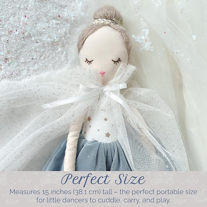 MON AMI Princess Doll Estelle – 15”, Soft & Elegant Stuffed Plush Princess Doll, Use as Toy or Room Decor, for Kids of All Ages