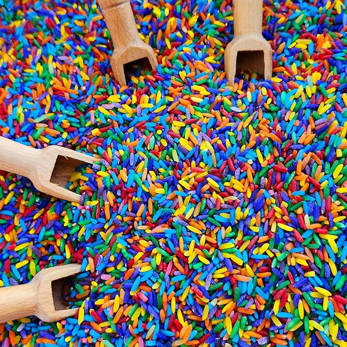 Colored Rice in Vibrant Colors, Sensory Bin Filler, Rainbow Rice for Art & Craft, Creative Learning & Color Perception, Non-Toxic, Safe for Kids & Pets, Made in The USA (2lbs) (Mix-3)