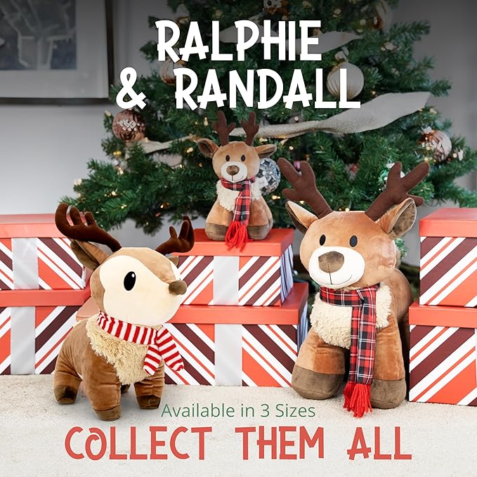 Plush Reindeer Stuffed Animal - Holiday Deer Characters with Antlers Toy for Girl, Boy, Baby, and Toddler - Little Plushie Toys - Ralphie, 8"
