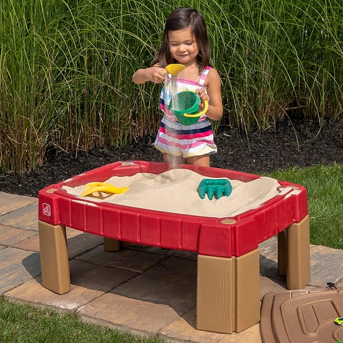 Step2 Naturally Playful Sand Table, Kids Sand Activity Sensory Table, 5 Piece Accessory Kit, Toddler Summer Outdoor Toys, 2+ Years Old