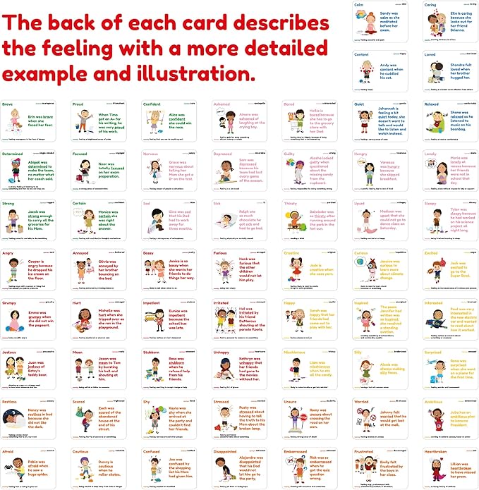 Emotion Cards for Kids, Feeling Cards Game | 60 Emotion & Feeling Flash Cards for Kids | Learn Feelings and Needs Cards | Teach Mixed Emotions & Emotional Intelligence Cards to Children & Toddlers