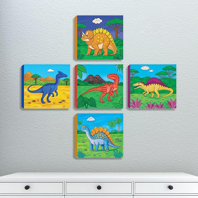 ArtPops Coloring Boxes – Pop-Up Pre-Printed Coloring Box Set – DIY Wall Art Kit for Kids – Eco-Friendly, Easy to Hang, No Frame Needed – 5-Pack, Jurassic Legends