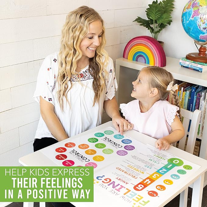 Hadley Designs Feelings Chart For Kids Ages 4-8 - Emotions Chart For Toddlers 3-5, Counseling Feelings Posters For Classroom Calming Corner, Social Emotional Learning Posters, Colorful Classroom Decor