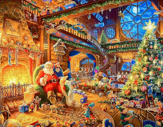 Christmas Puzzle 100 Piece Puzzles for Kids, 100 Piece Puzzle Santa Claus Puzzle 100 Pieces Puzzles for Adults Christmas Puzzle Santa's House for Kids Ages 6-10 Brain Teaser