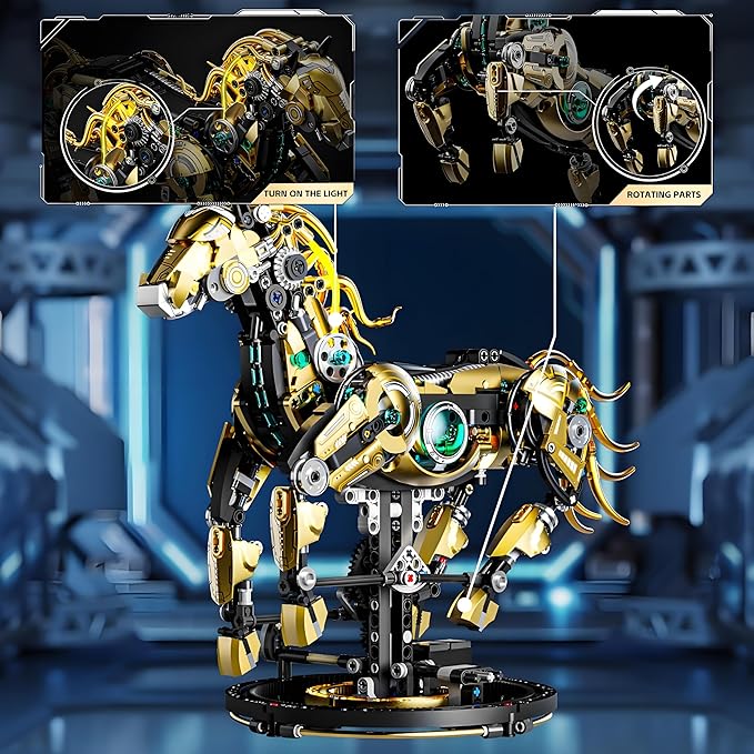 Mechanical Horse Building Block Set Build & Pose with Movable Legs – Engaging DIY Model with Motor Kit for Kids and Teens