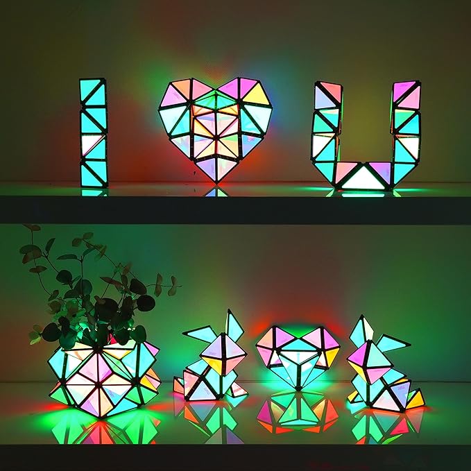 TOSY Magnet Pyramid Glow - 1 Cube Transforms into 1 Billion Shapes, 12 Pieces, 243 Rare Earth Magnets, Glowing, Holographic Design Magnet Tiles Creative Puzzle STEM/STEAM Toy, 4-Pack