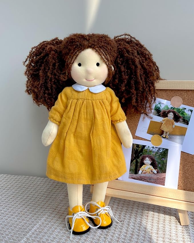 BlissfulPixie Handmade Waldorf Doll - Inka 12", Soft Girl Rag With Cute Stuffed Plush, Ideal First for Babies & Toddlers