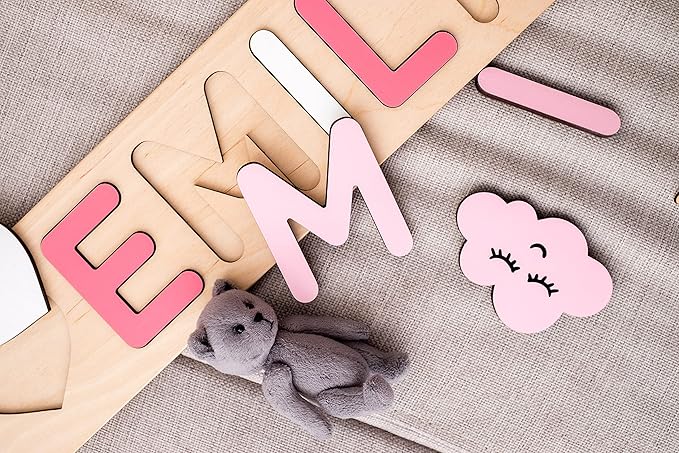 Personalized Wooden Name Puzzle Baby Name Puzzle Customized Educational Toys for Toddler Sensory Toys 1st Birthday Girl Custom Gifts for Kids Personalized Baby