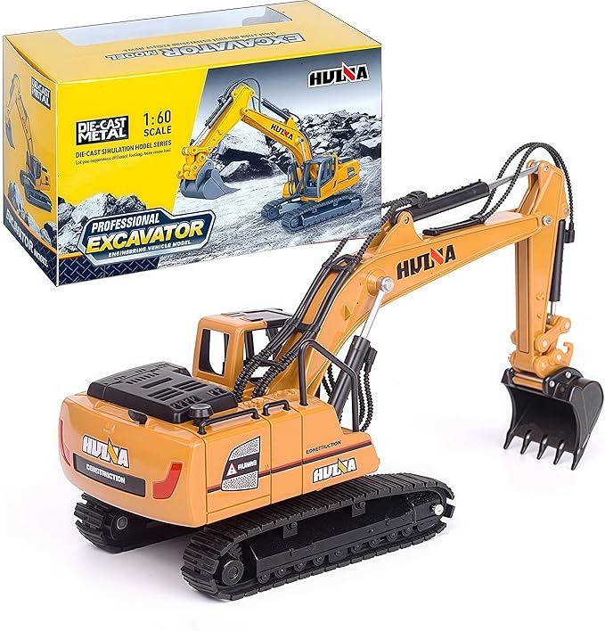 Gemini&Genius Tracked Excavator Toy for Kids, Heavy Duty Digger Construction Vehicle Toy with 360 Degrees Rotation 1:60 Scale Engineering Collectible Model Toy for Kids and Decoration for House