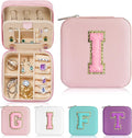 Parima Small Jewelry Box for Girls, Travel Initial Jewelry Boxes for Girls | Small Jewelry Organizer Box | Travel Jewelry Case Organizer - Letter I, Pink