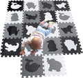 MQIAOHAM® 18 Pieces Puzzle Play Mats, Soft Baby Play Mat, Kids Interlocking Foam Floor Tiles, Toddlers Carpet Playmats Animal G301018-P051HBH