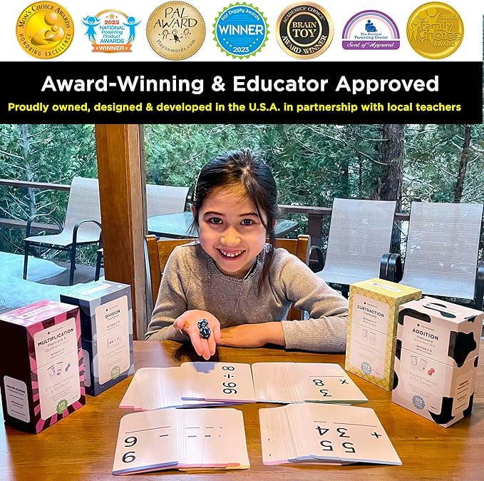 Think Tank Scholar 681 Math Flash Cards & Dice – Learn Addition, Subtraction, Multiplication & Division Facts 0–12, Color-Coded with Games, Charts & Sorting Tabs, Grades K–6 – Jumbo Size (5.2” x 3.1”)