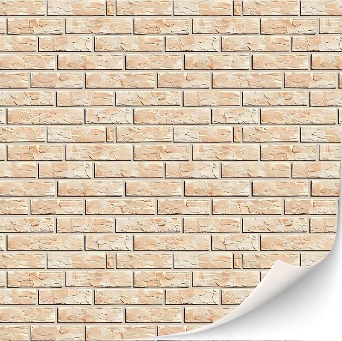 3 Sheets Self-Adhesive Wall Cladding for Dollhouse 1:12 Scale (Creme Colored Bricks 1)