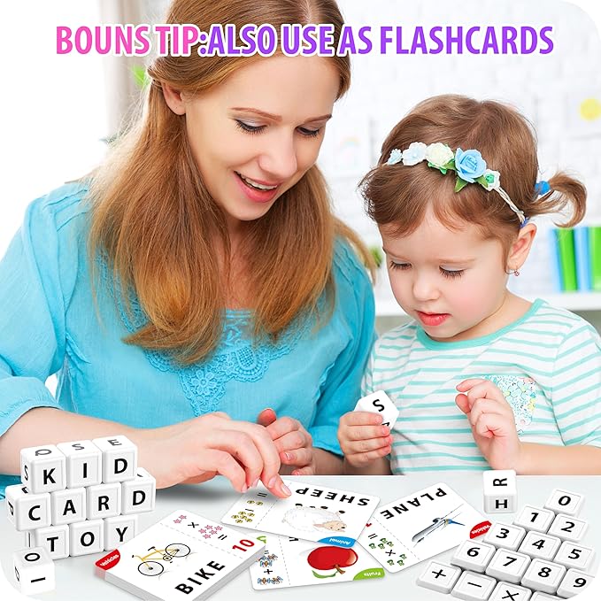 Matching Letter Games,Learning Educational Toys 2 in 1, Numerical Equality Games,Alphabet Spelling Reading Flash Cards,Early Education Gift Toys for 3,4,5,6,7 Year Olds (Purple)