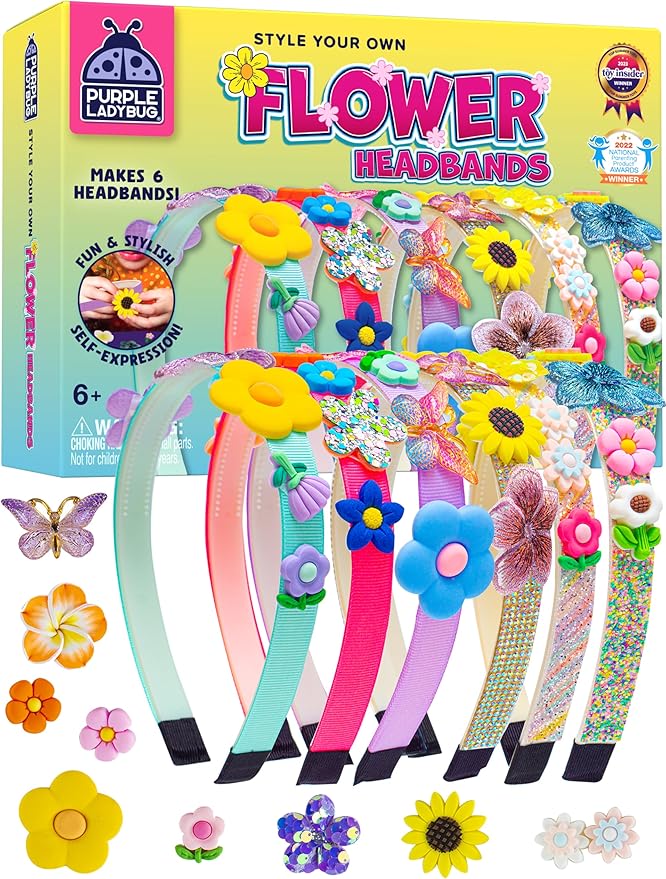 PURPLE LADYBUG DIY Headbands for Girls - Headband Making Kit, Decorative Craft Activity Set, Gift for Ages 6-9 Years Old, Christmas Gifts for Girls