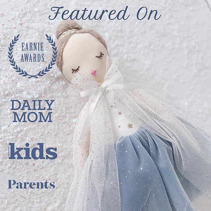 MON AMI Princess Doll Estelle – 15”, Soft & Elegant Stuffed Plush Princess Doll, Use as Toy or Room Decor, for Kids of All Ages