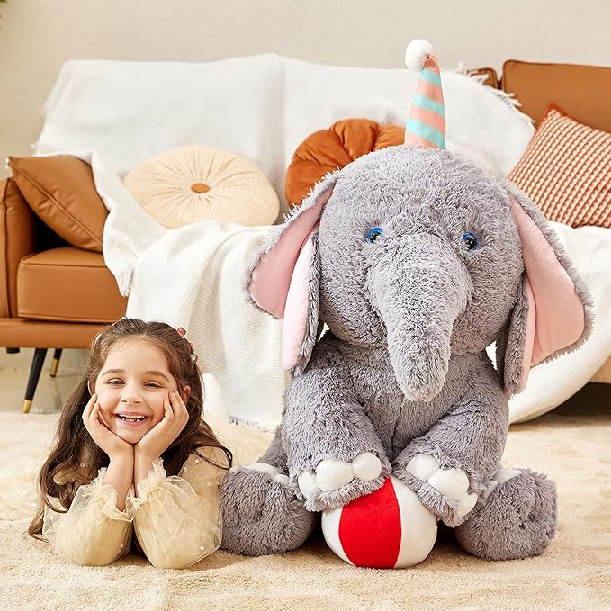 IKASA Giant Elephant Stuffed Animal Plush Toy, 31" Large Big Jumbo Soft Plushie Toys for Kids Girls Boys Girlfriend