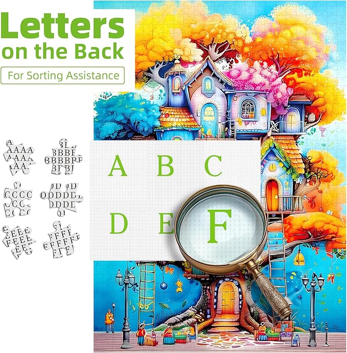 Blueforest 1000 Piece Jigsaw Puzzle for Adults - Magical Treehouse Fantasy Art with Autumn Forest, Vibrant Colors & Puzzle Design, Challenging Adult Puzzle for Display (27.5x19.7 Inches)