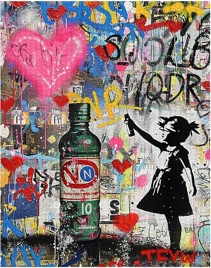 Tucocoo Banksy Style Jigsaw Puzzle 1000 Pieces Puzzles for Adults, Graffiti Girl Street Art Jigsaw Puzzles for Challenging Family Activity Games Colorful DIY Handwork Puzzle for Home Decor Gifts