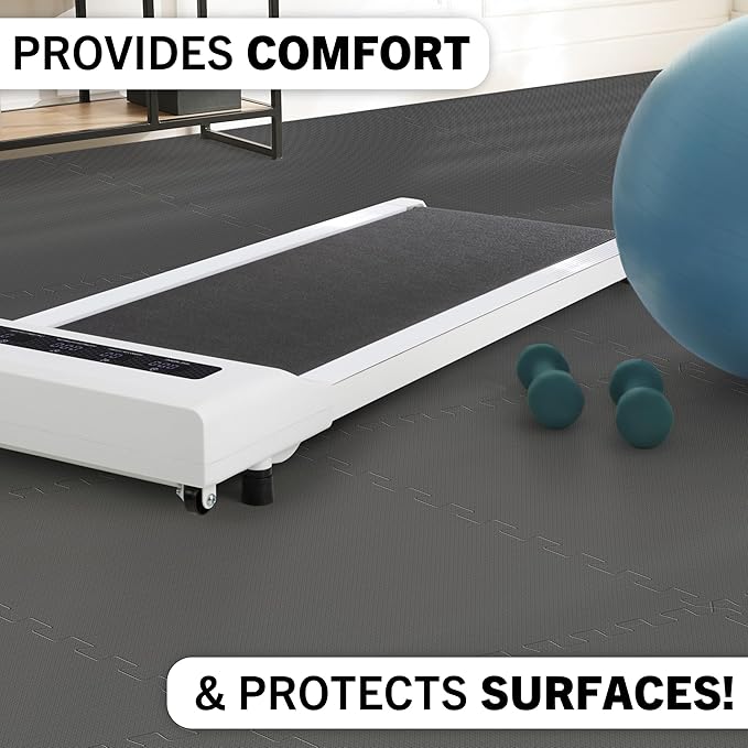 EVA Foam Mat Tiles 18-Pack - 72 SQ FT of Interlocking Padding for Garage, Playroom, or Gym Flooring - Exercise Mat or Baby Playmat by Stalwart (Gray)