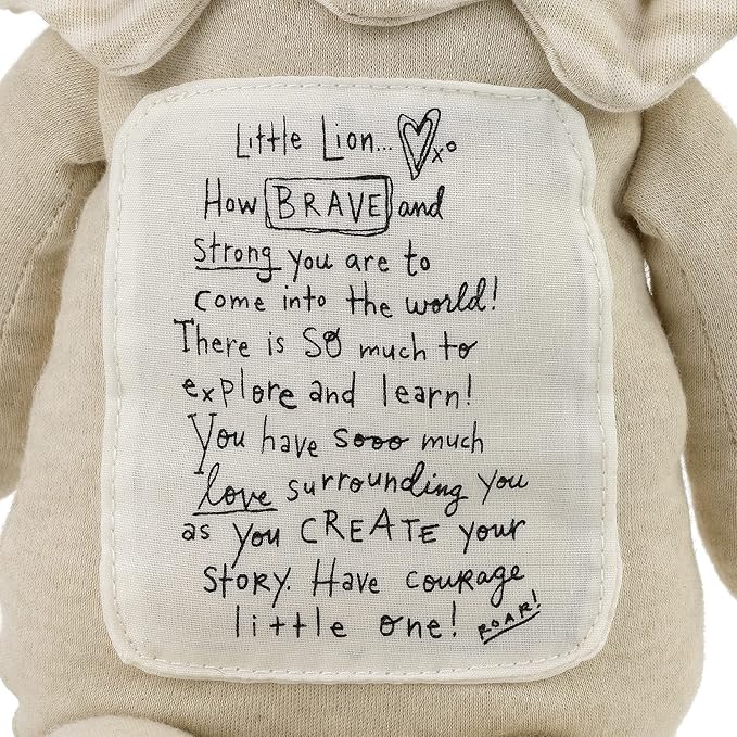 DEMDACO Brave Little Lion Tan Stripe 16 inch Polyester Plush Fabric Figure Toy